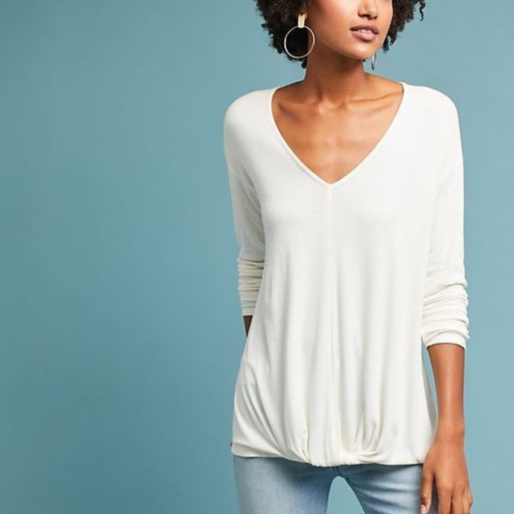 ☀️NEW Anthropologie Bordeaux Twist Hem Blouse Size XS